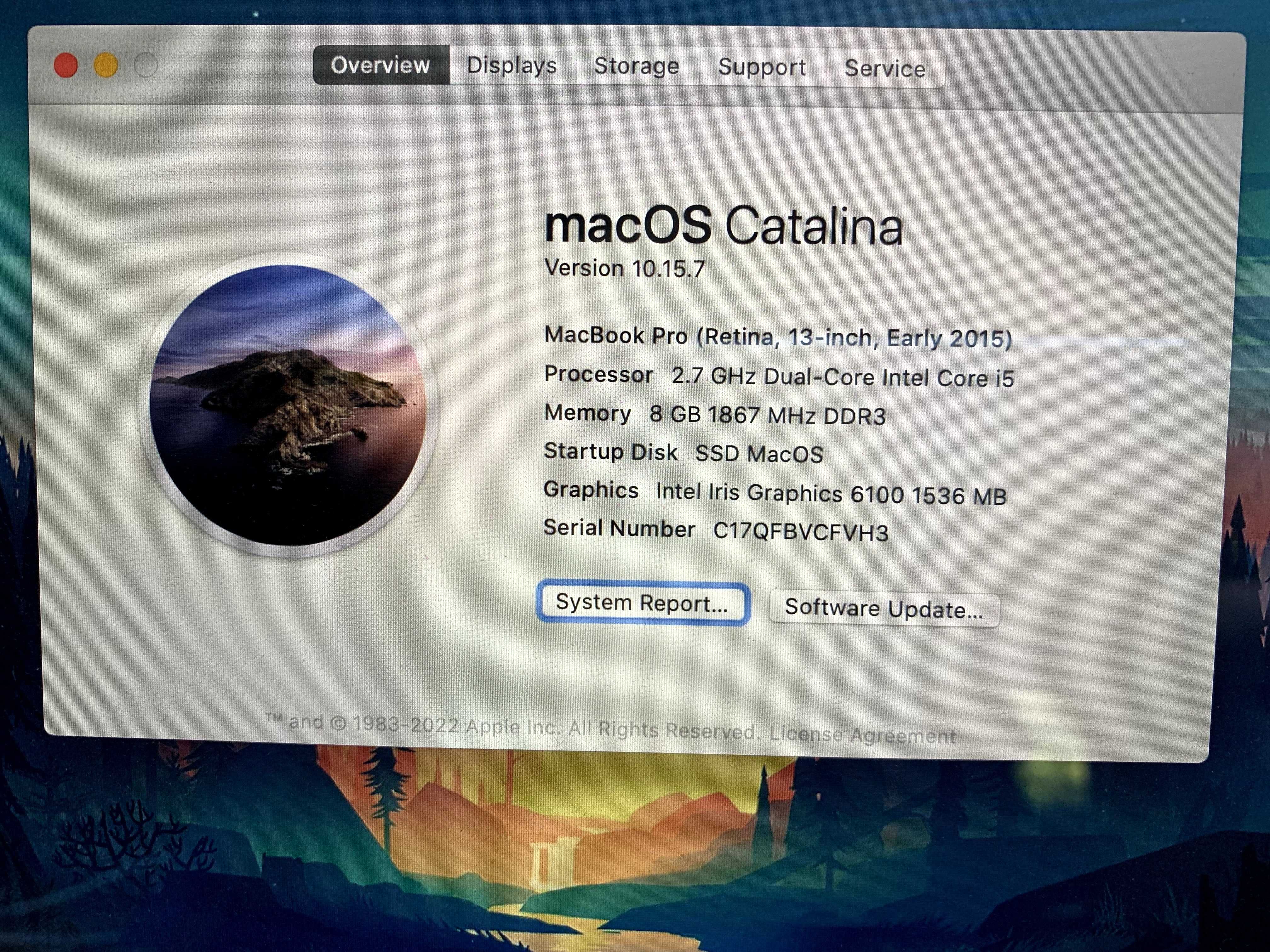 Apple Mac Book Pro 13 2015 (2.7Ghz /8GB/ 128GB SSD)