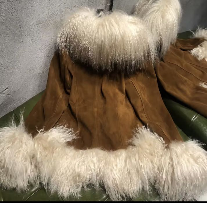 Kontantto kurtka kozuszek skora i futro z lamy xs-3xl