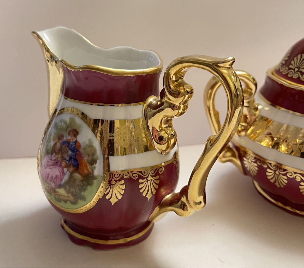 Mlecznik i cukiernica zakochana para złocone porcelana Bavaria