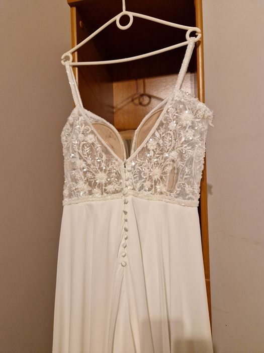 Suknia ślubna muślin koronka