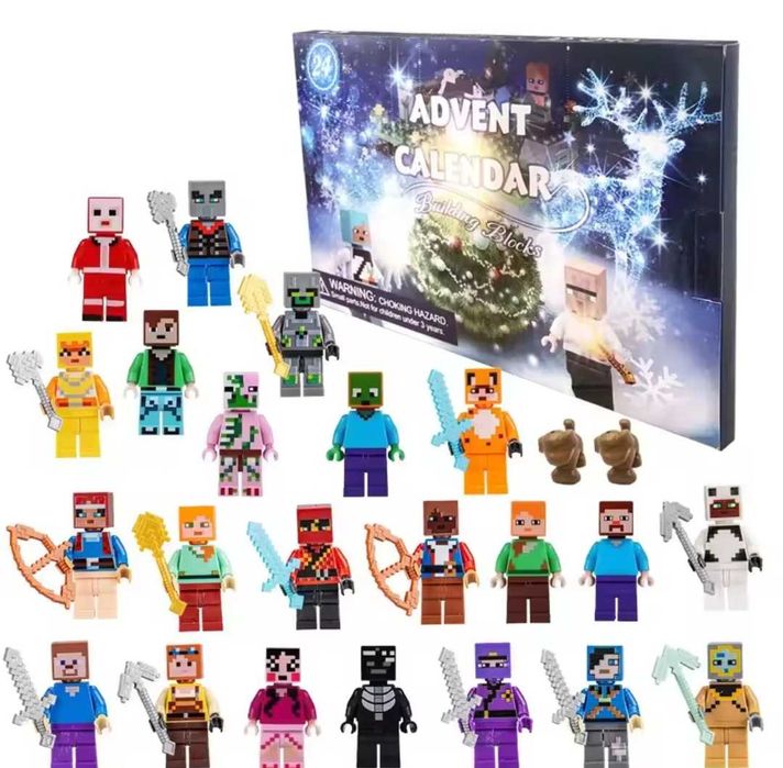 Адвент-календар Майнкрафт, набір фігурок-конструкторів героїв 24 шт.