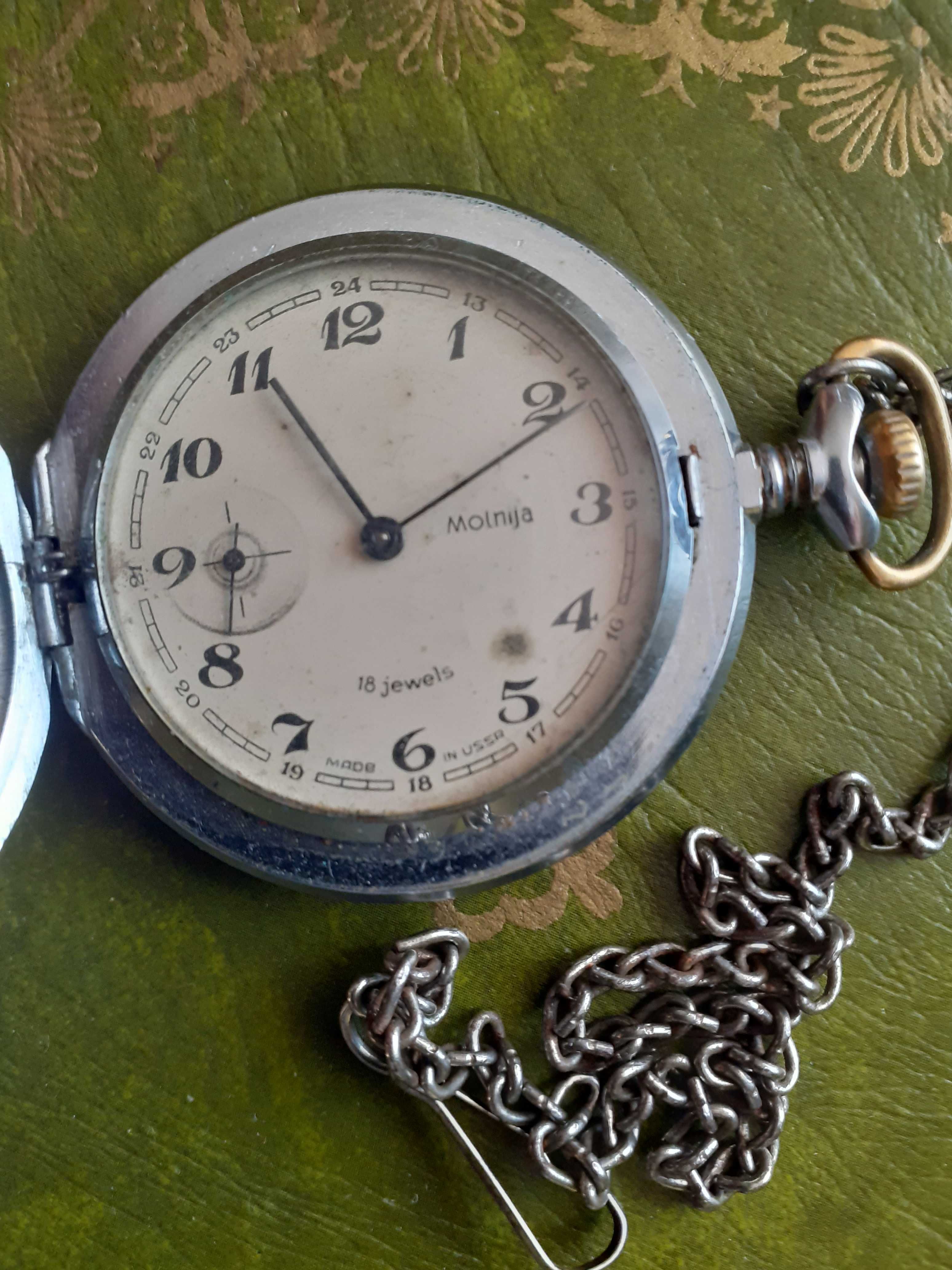 Stary zegarek kieszonkowy  Molnija 18 kamieni USSR