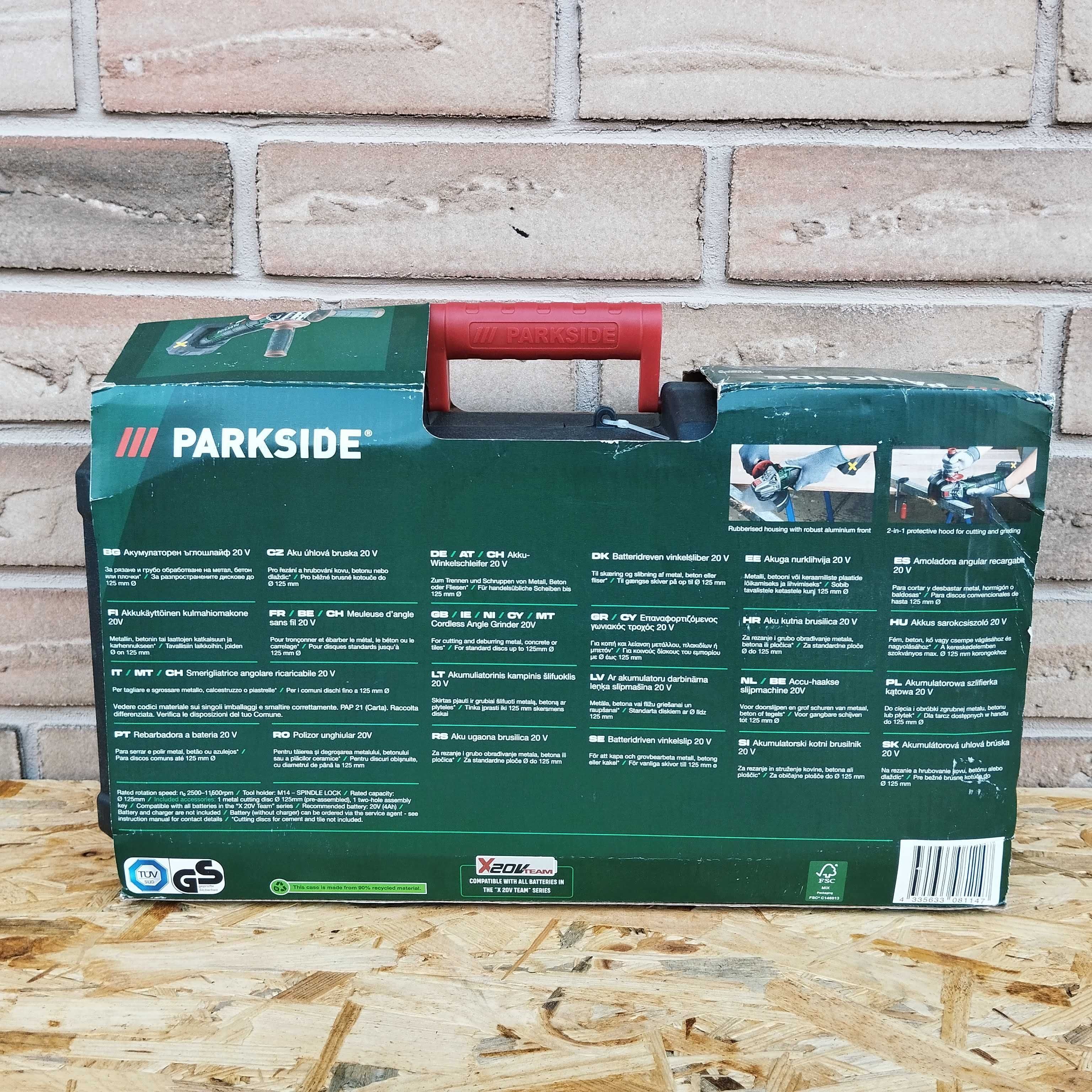 Parkside Akumulatorowa szlifierka kątowa 20 V Nowa