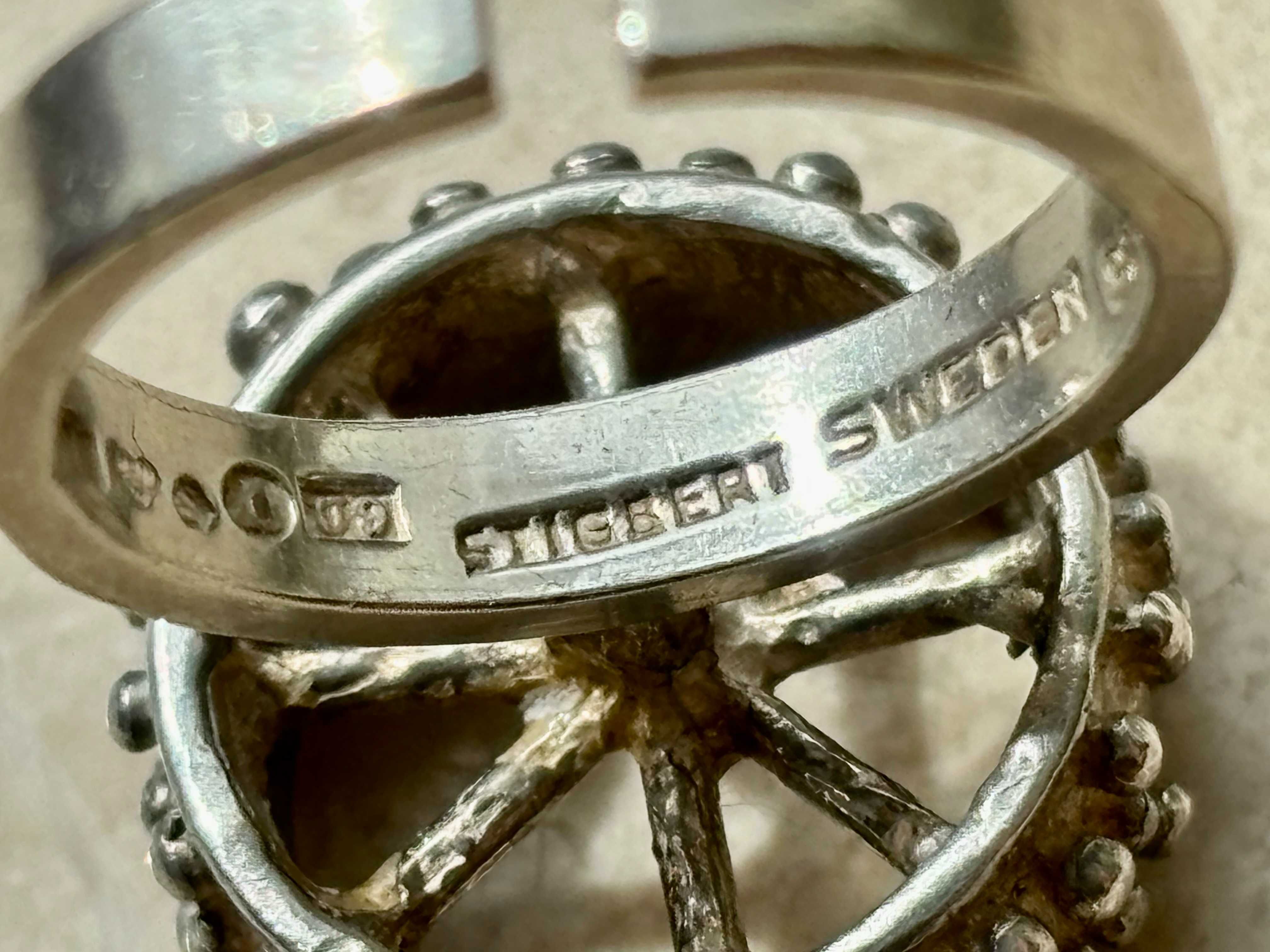 Pierścionek srebrny z atelier: Stigbert, 1970 rok, rozm. 15,