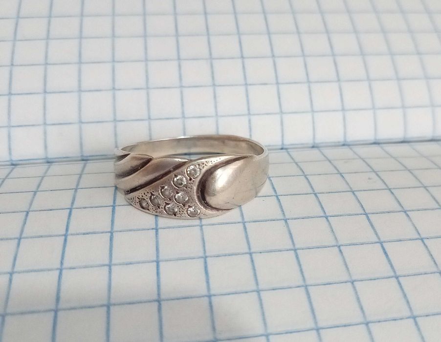 Перстень кольцо з камушками. Срібло 875 проба. Вінтаж