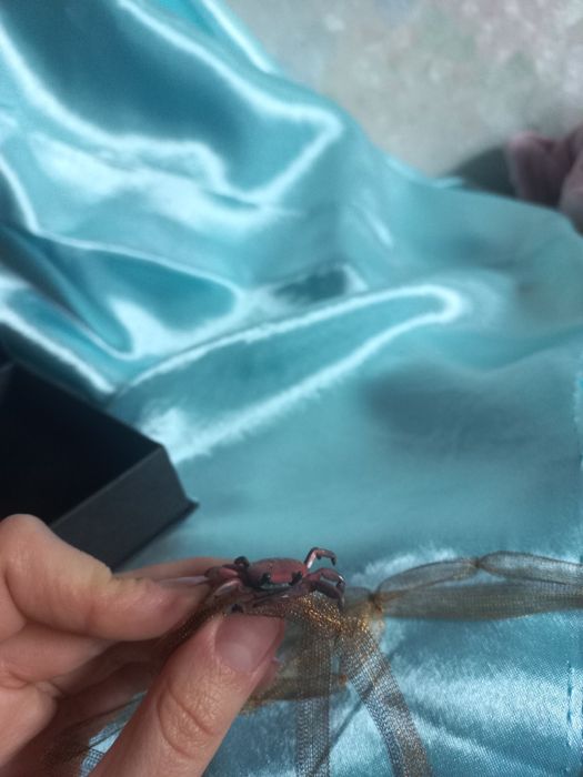 Naszyjnik artystyczny krab pozłacany 24k