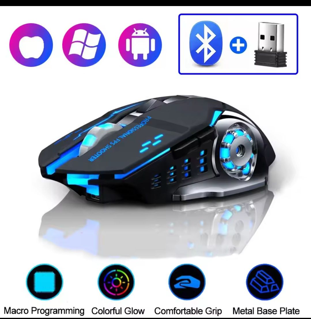 Акумуляторна, бездротова RGB миша