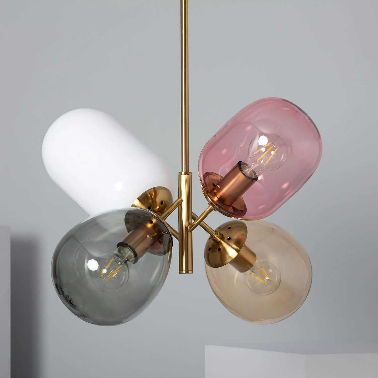 Piękna Duża Lampa Wisząca z Metalu i Szkła Papallona od Ledkia