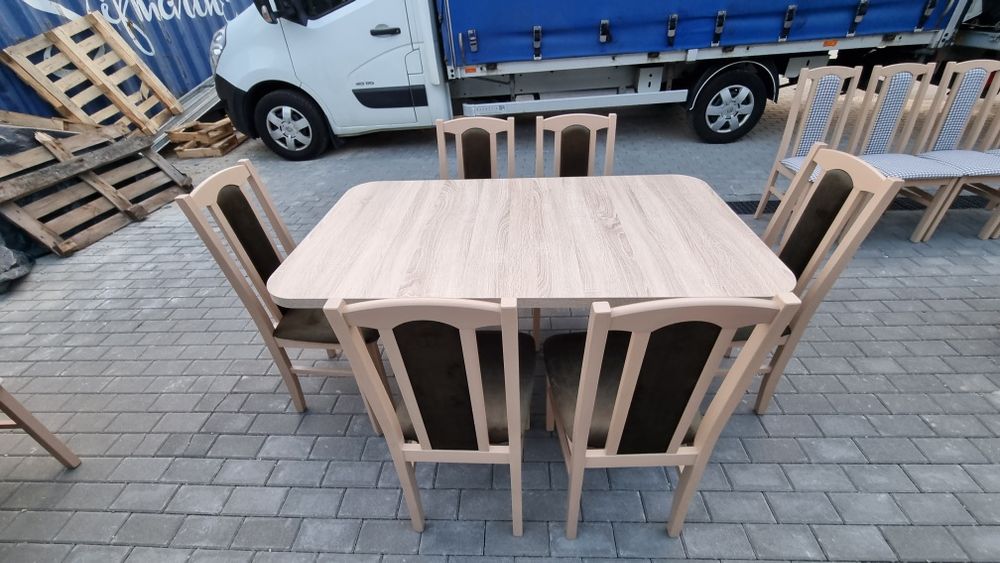 Stół 80x140/180 + 6 krzeseł,nowe, sonoma + zieleń antyczna ,dostawa PL