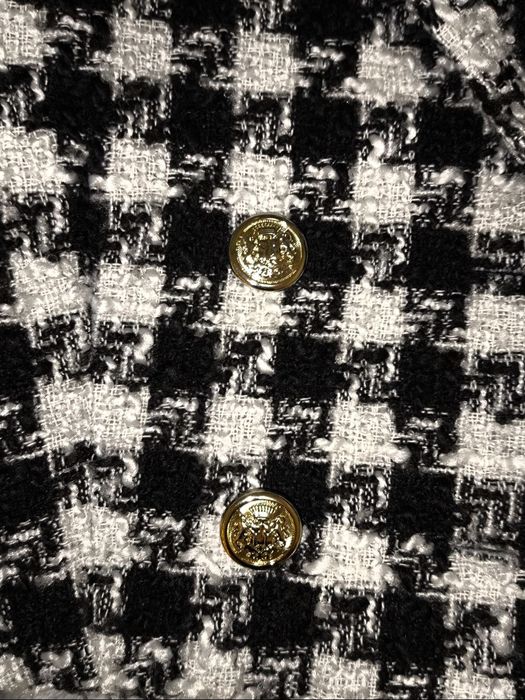 Укорочений піджак жакет в стилі олд мані. Твід (розмір XS-S)