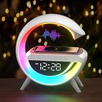 Ładowarka indukcyjna z budzikiem LED RGB radio Bluetooth 5.3