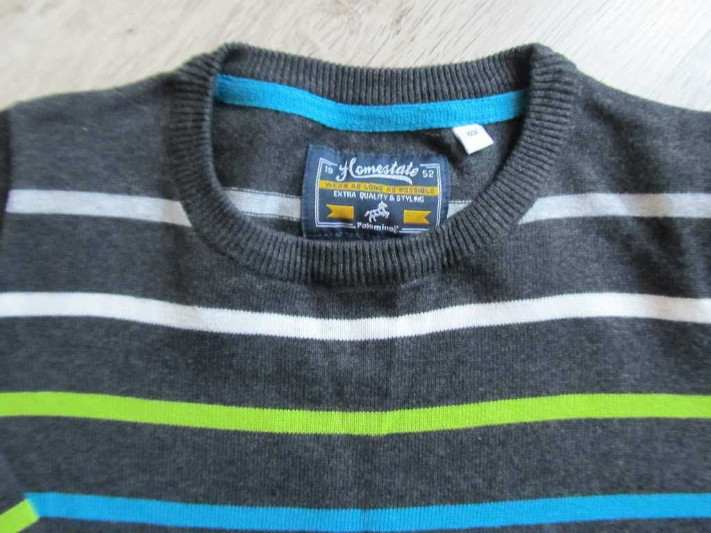 Elegancki chłopięcy sweter sweterek Palomino r. 122 w paski bawełniany