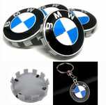 *NOWE* Dekielki 68mm BMW komplet 4szt. zaślepki dekle + Breloczek