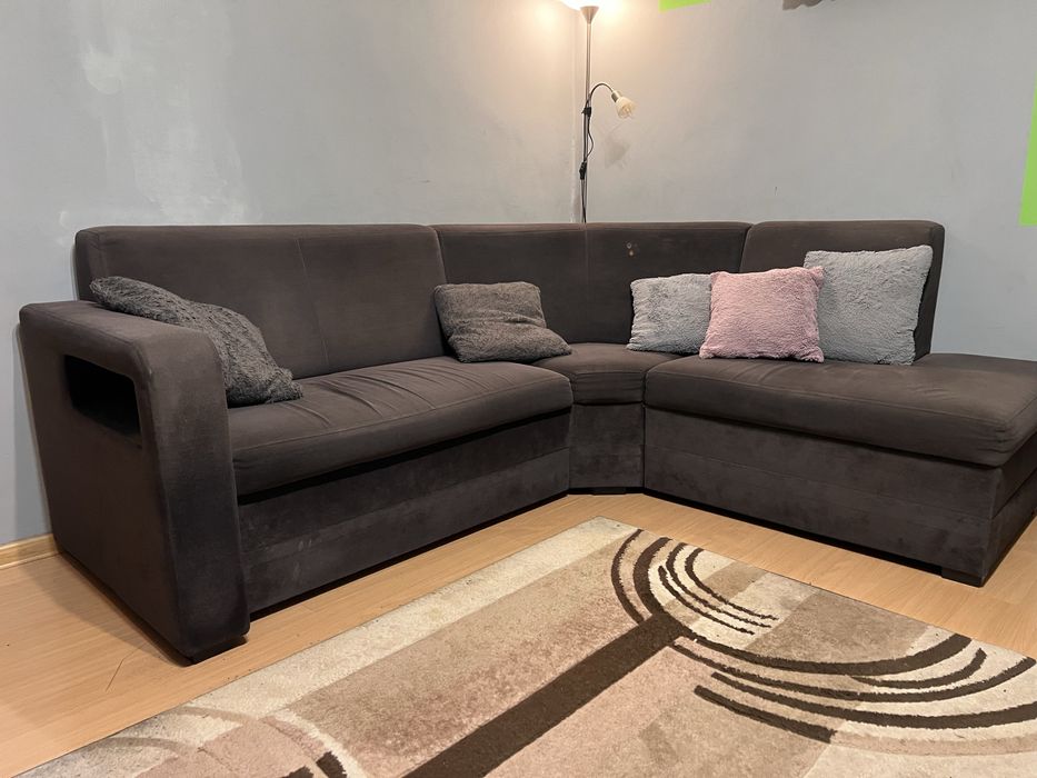 Kanapa narożnik prawostronny grafitowy za darmo