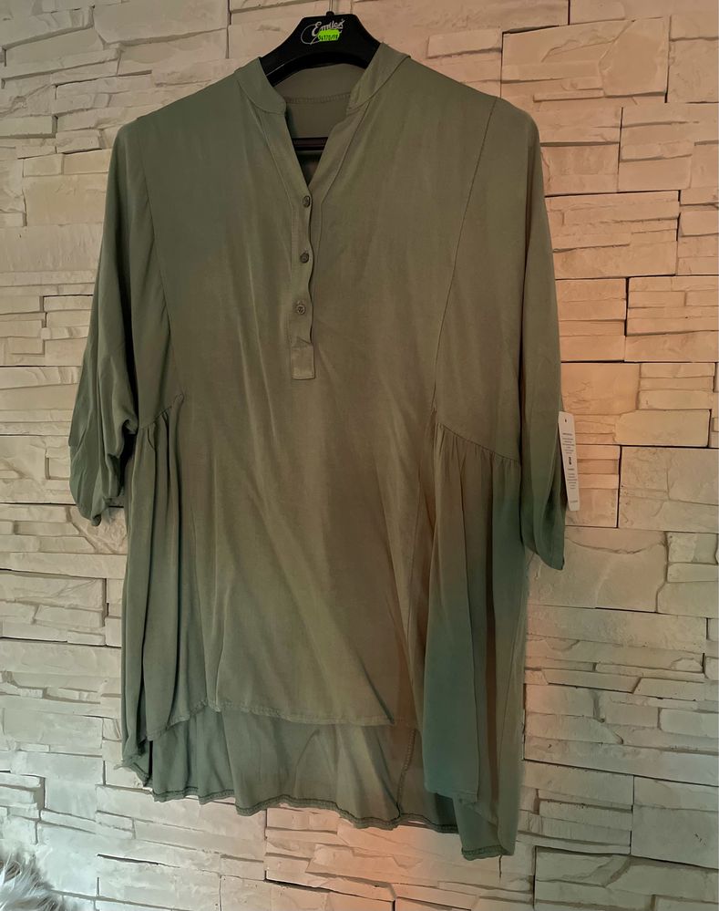 Koszula tunika oversize italy guziki khaki duża  46 48 50