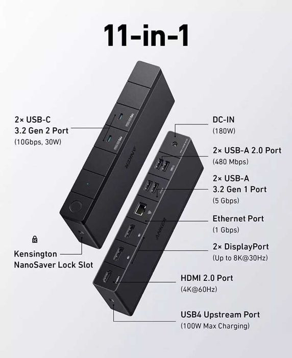 Док-станція Anker 568 (11 в 1, USB4)