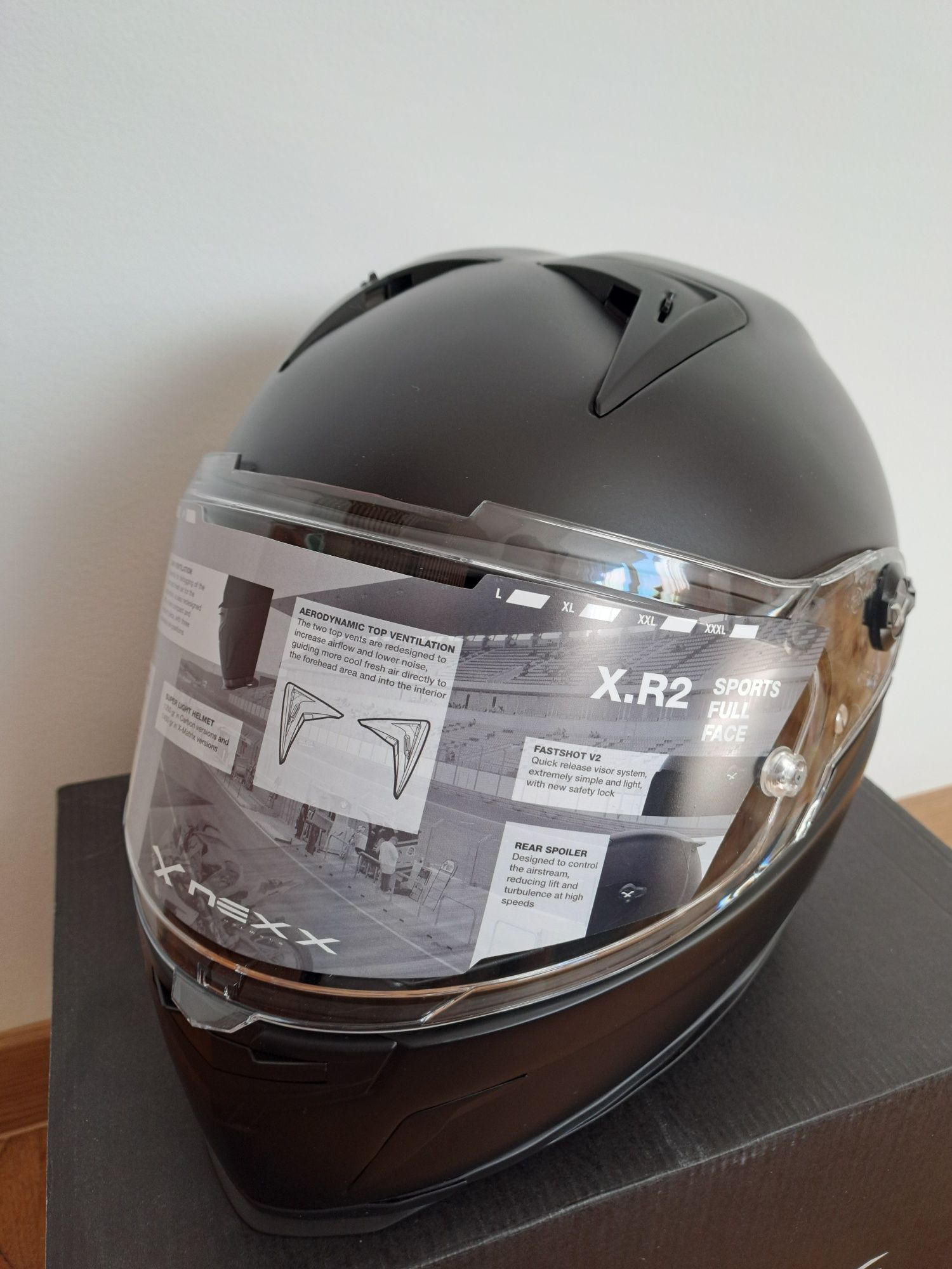 Kask motocyklowy NEXX X.R2 czarny Nowy Pokrowiec + akcesoria Rozmiar L