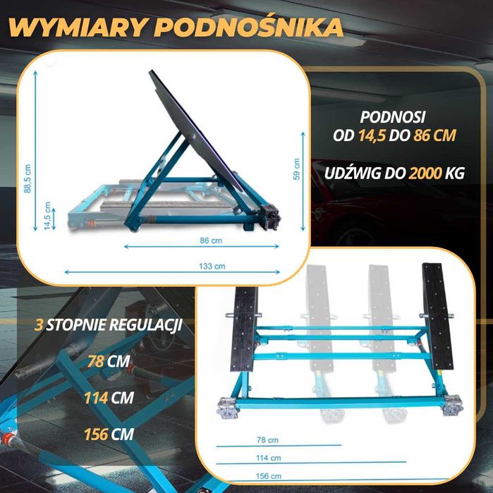 podnośnik nożycowy mobilny podnośnik wahadłowy hydrauliczny do 2000 kg