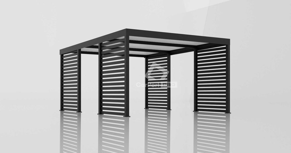 CarPort PREMIUM - wiata samochodowa 4x5 - antracyt - zabudowa  CP104