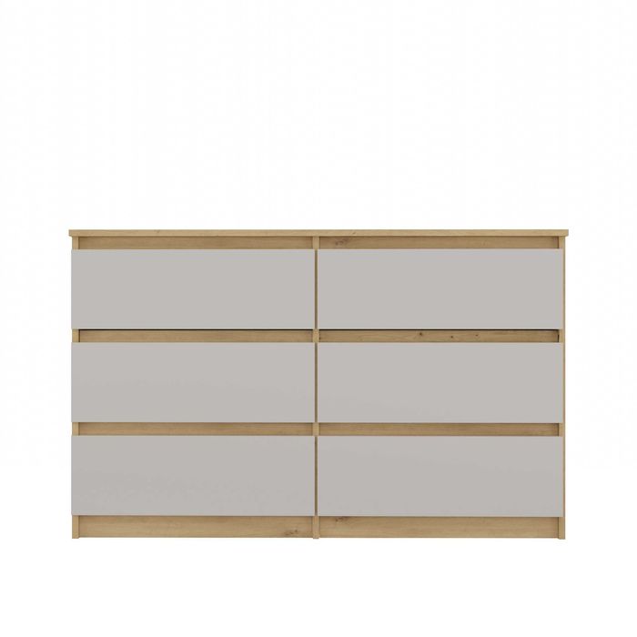 Duża Komoda M6 120 MALWA 120 cm 6 szuflad Kolor: DĄB ARTISAN / KASZMIR