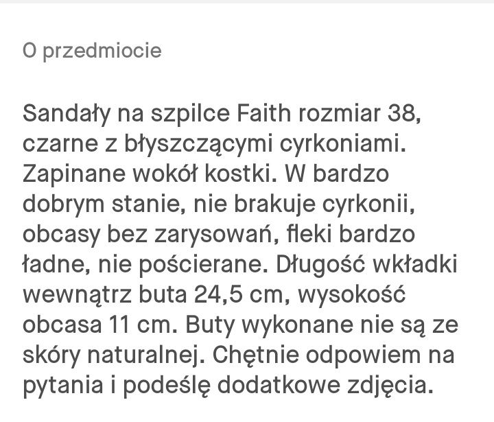 Sandały damskie na szpilce rozmiar 38