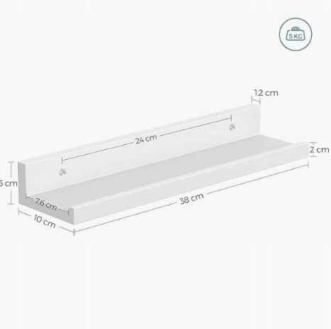 Półka Ścienna Dekoracyjna Regał Wiszący Zestaw 3szt Biały LWS38WTV2
