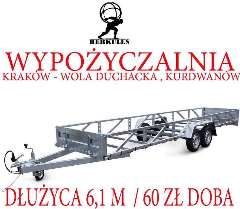 WYPOŻYCZALNIA Przyczep na hak do osobówki Kraków katB 1 i 2 oś Lekkie