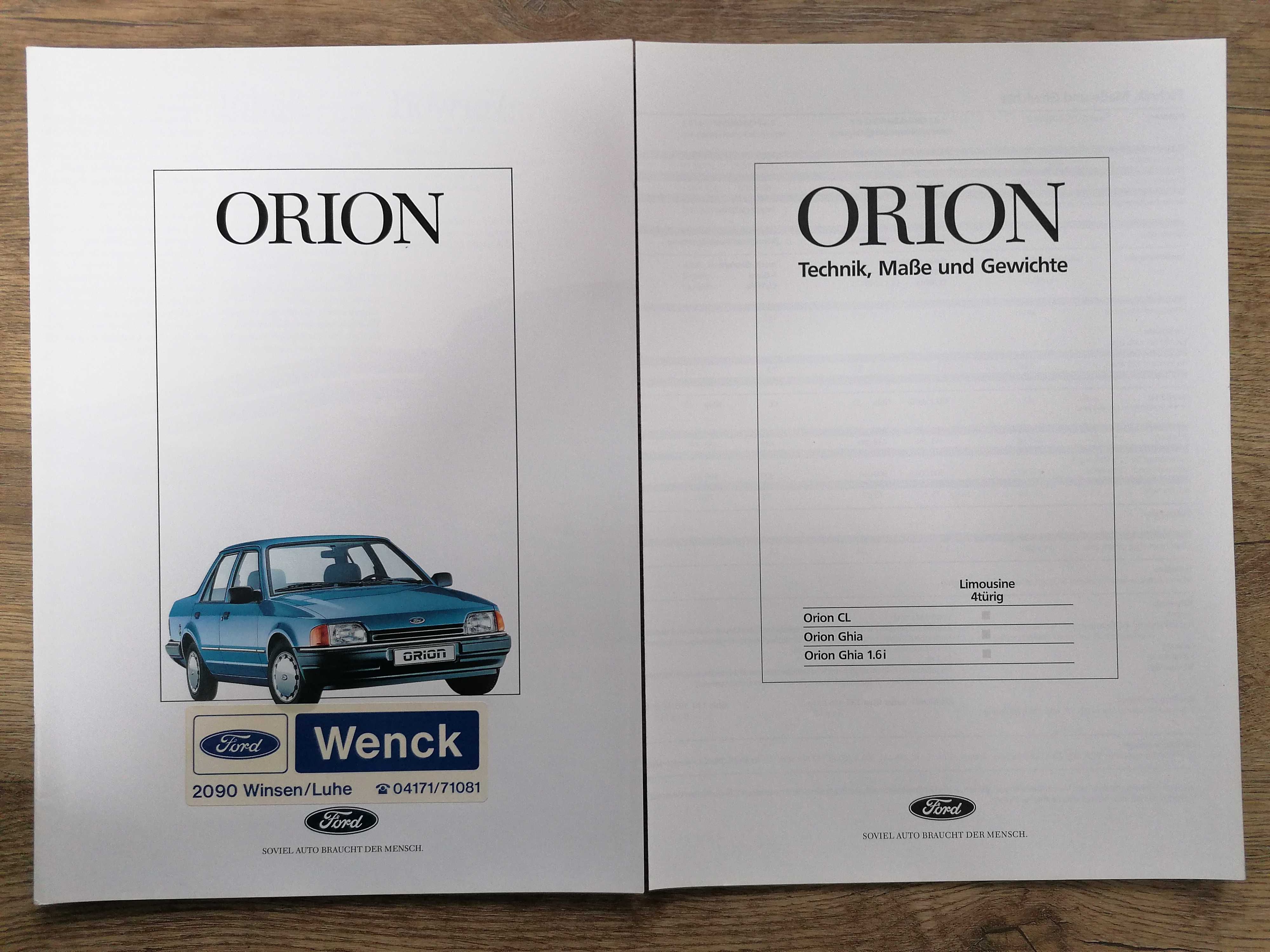 Prospekt Ford Orion CL Ghia
