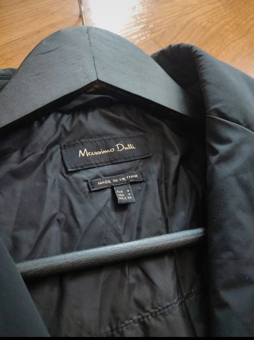 Massimo Dutti czarny trencz płaszcz jesienny prochowiec r. S