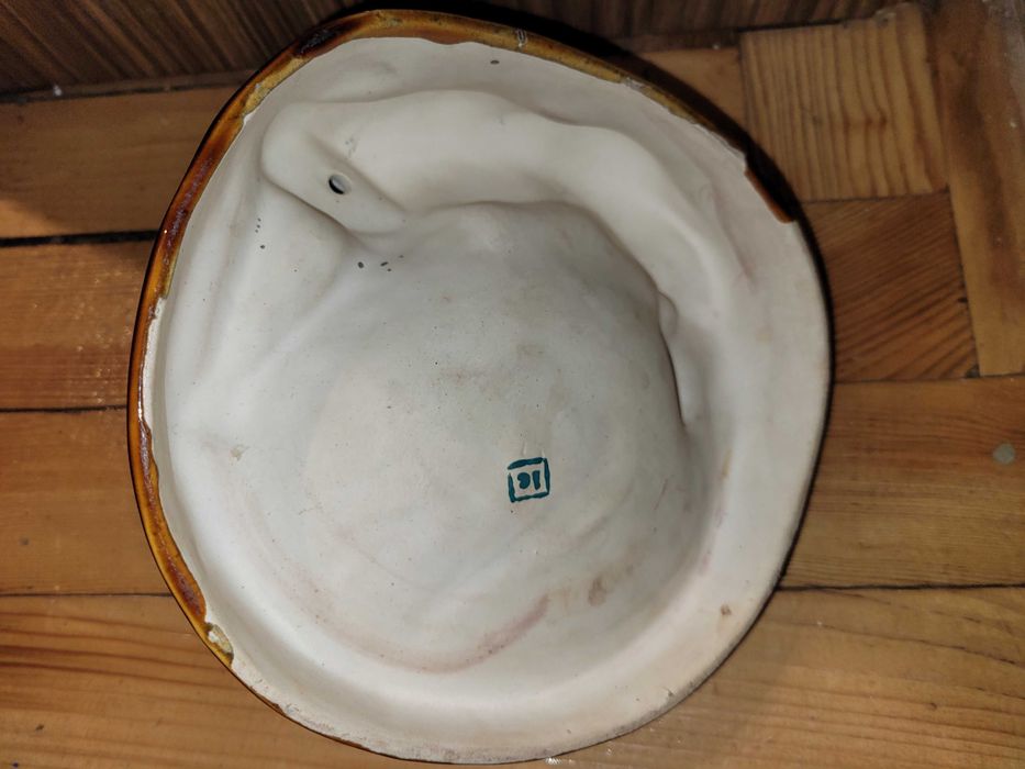 Статуэтка пепельница собака старая гежель, обливная керамика ссср