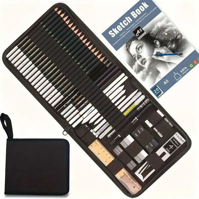 Kalour desenho conjunto 54 peças(lápis grafite,carvão)NOVO;ler anuncio