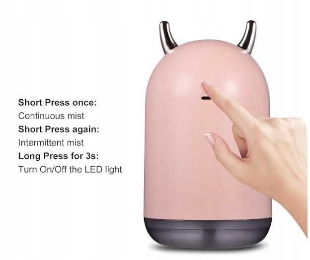 Nawilżacz powietrza dyfuzor zapachowy różowy AROMATERAPIA 600 ml