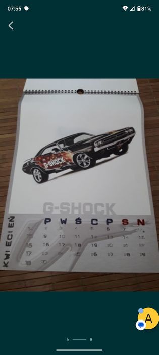 Kalendarz Casio G Shock.