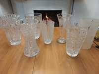 Zestaw 6 kryształowych wazonów z pięknymi żeźbionymi motywami