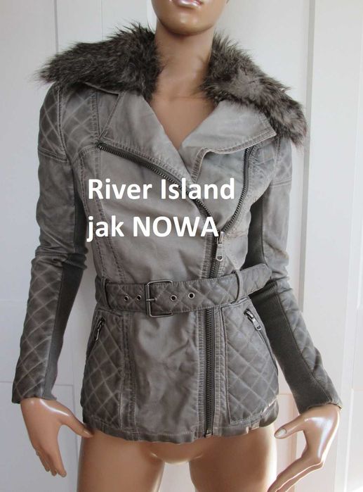 River Island kurtka skórzana szara  eco skóra 6 XS XXS