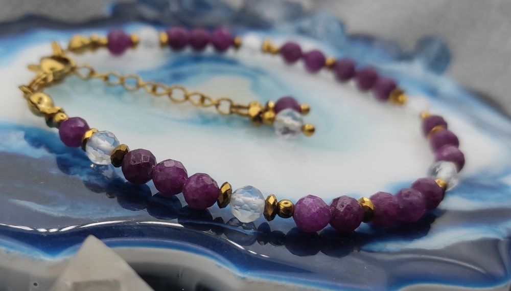 Bransoletka kamienie naturalne Rubin / Kryształ górski