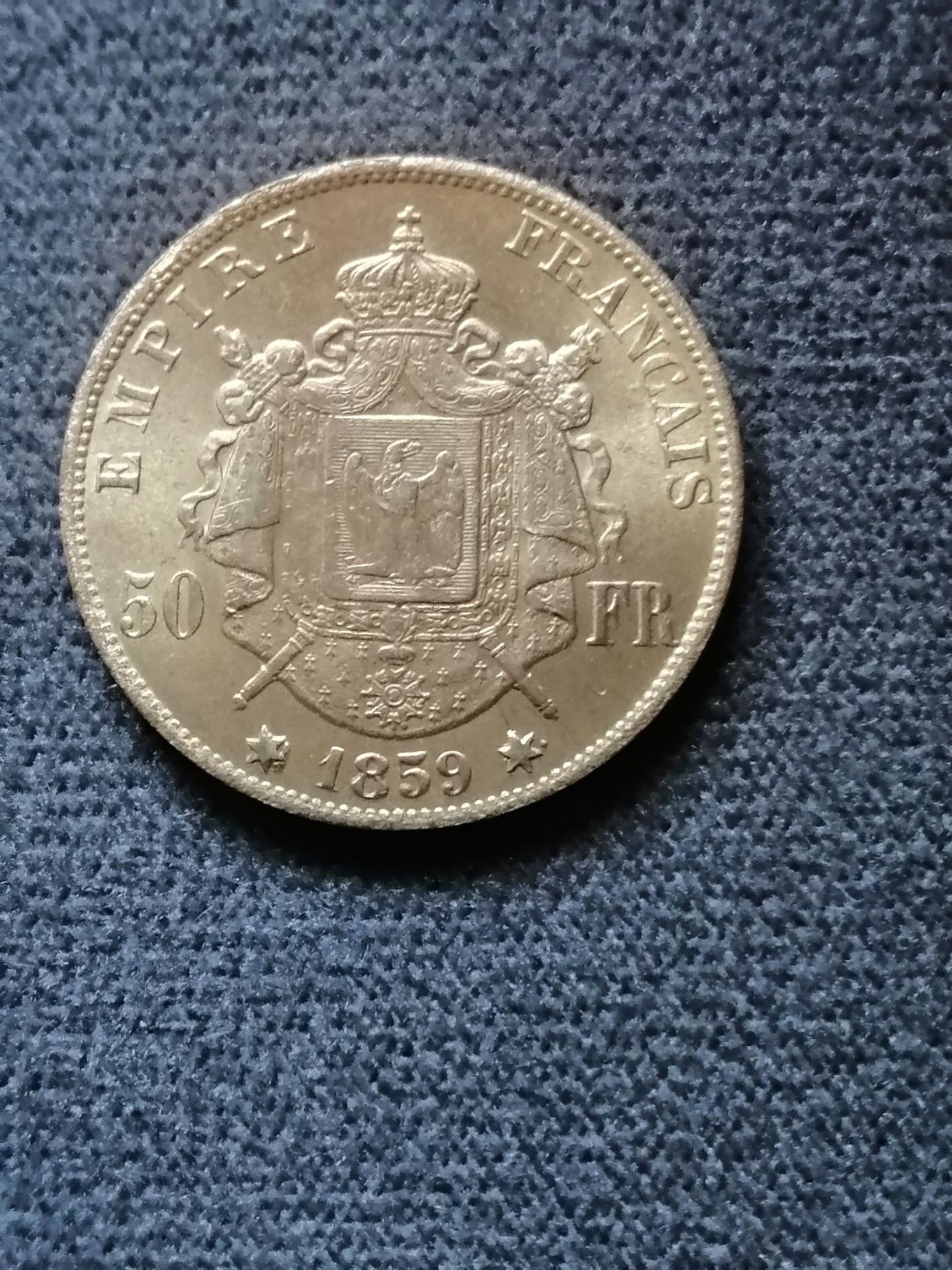 COPIA moneta 50 fr 1859