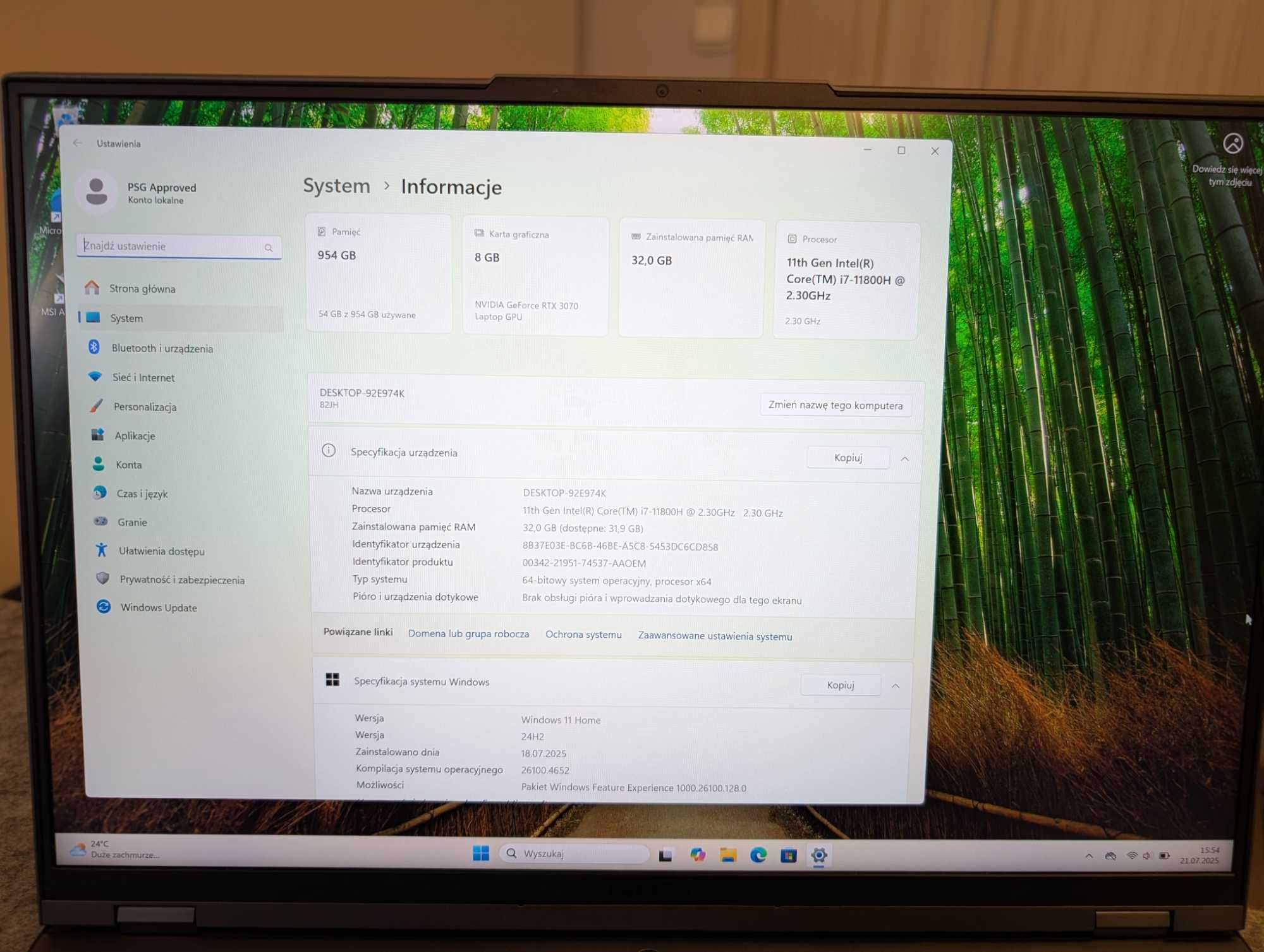 Laptop gamingowy Lenovo Legion 5 Pro i7-11800h/32gb/1Tb/RTX3070