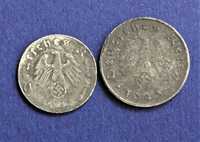 Alemanha nazi - 2 moedas de ZINCO - 5 e 10 pfennig 1942 e 1943
