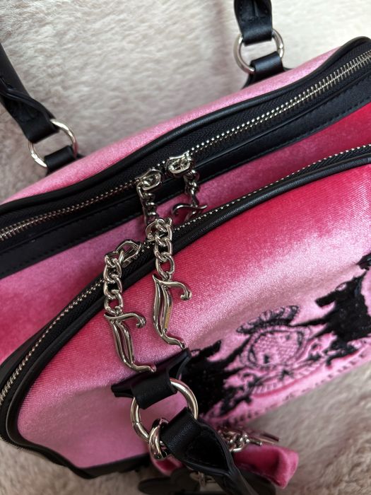 Różowa Torebka Juicy Couture Welurowa Hollyhock Bowling Bag