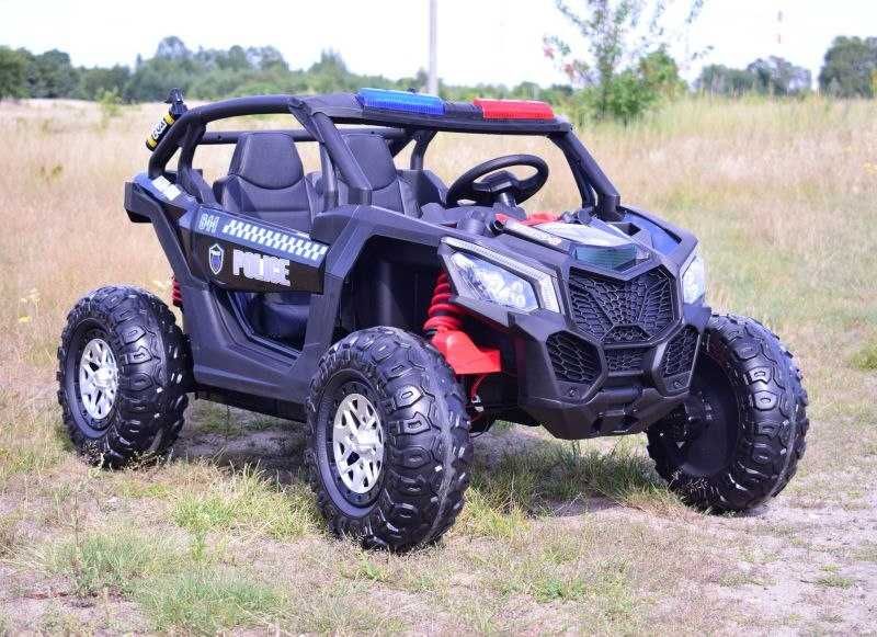 Duże MOCNE BUGGY 800W Policja na akumulator dla dzieci 24V + PILOT
