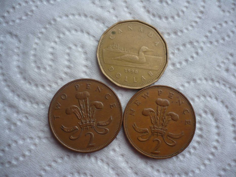 Monety Elizabeth 2. New Pence 1971 rok, 93 rok i 1990 rok.
