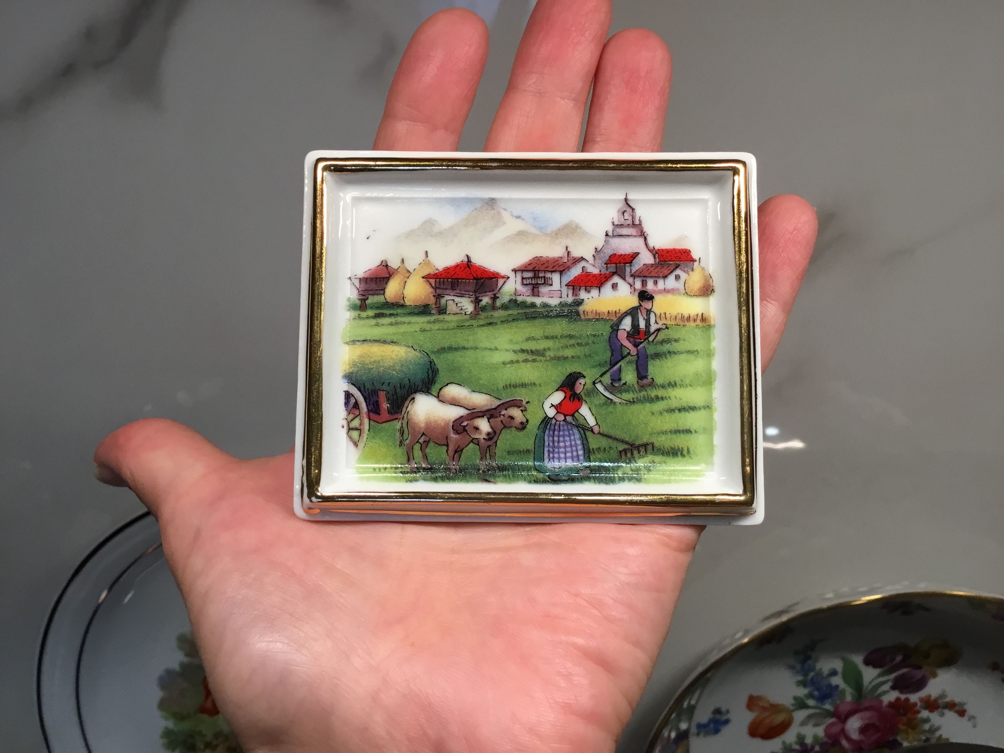 Pequena placa de porcelana pintado à mão