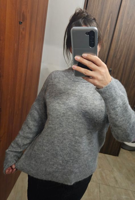 Szary sweter Zara wełna alpaka