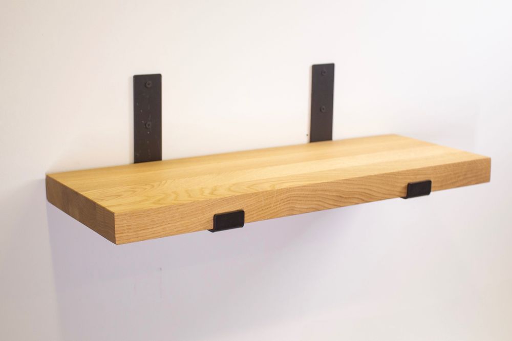 Loftowa półka dębowa z czarnymi podpórkami 56x20 cm LOFT DĄB WYPRZEDAŻ