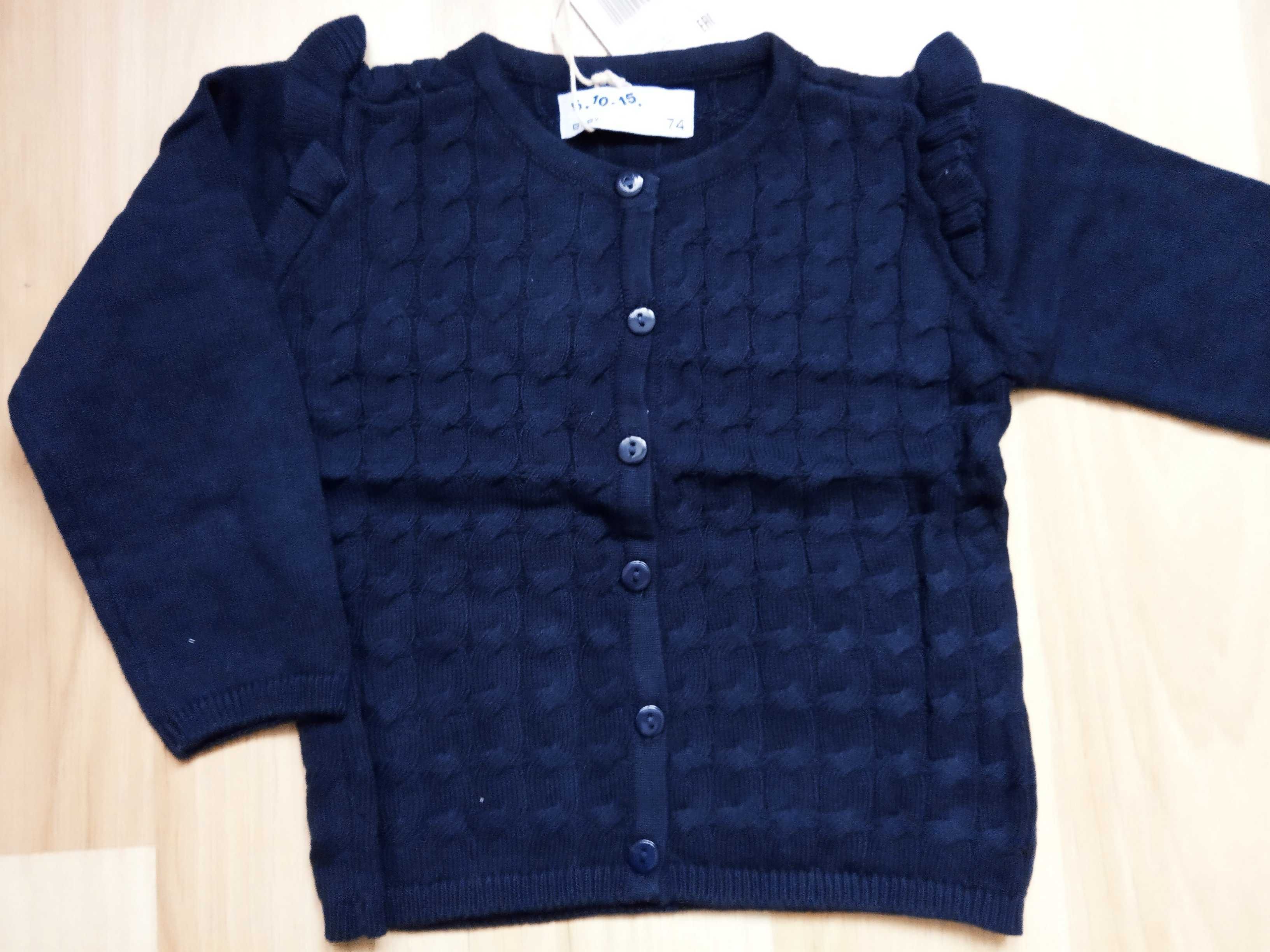 Granatowy sweter kardigan rozmiar 74 cm marka 5.10.15 Baby