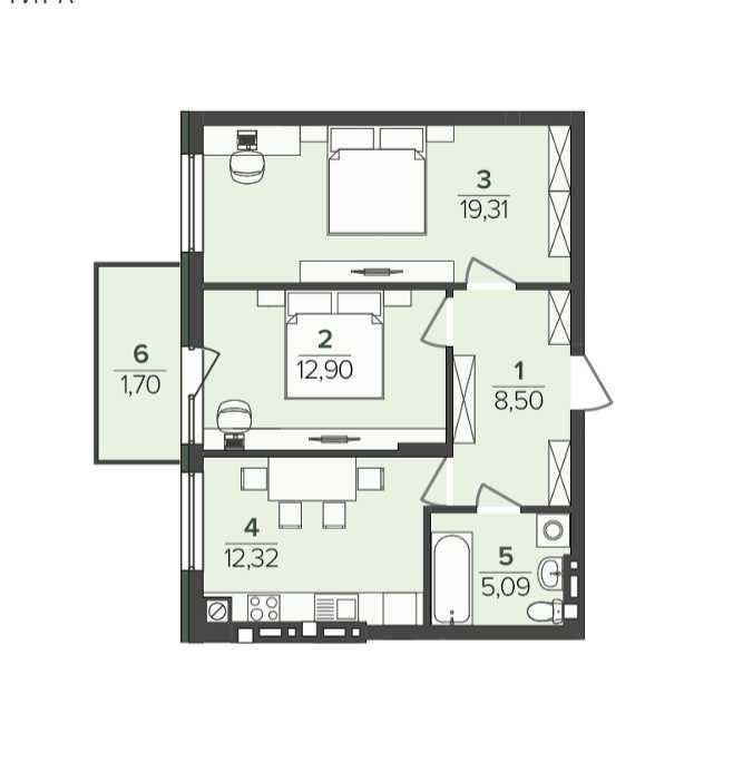 2кімнатна квартира, 60м2, ЖК Falcon city