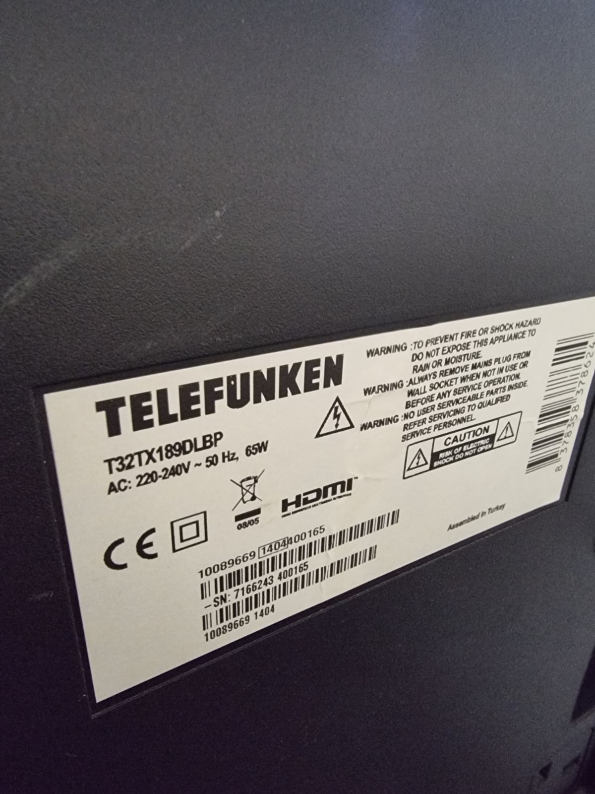 TELEFUNKEN 32" дюйма LED TV не Китай