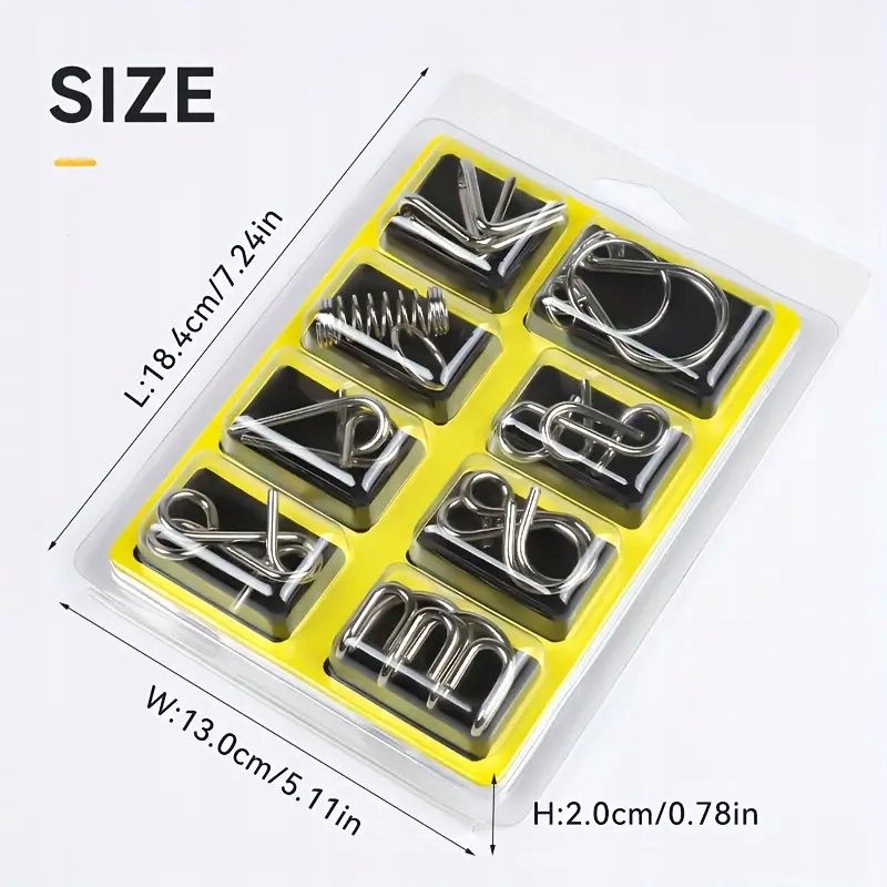 Zestaw 8 Metalowych Łamigłówek Logicznych Układanki Metal łamigłówki