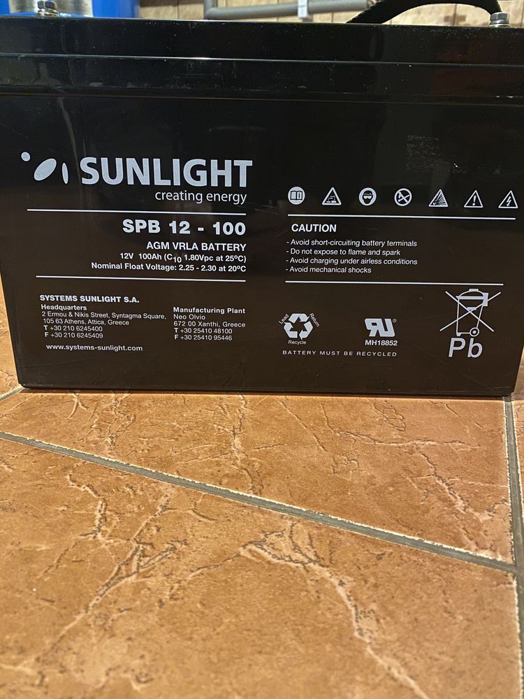 Аккумулятор AGM Sunlight SPB 12-100 для ИБП